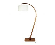 Holtaz Lampada ad arco con Piedistallo LEA - Lampada da terra in legno con Paralume in tessuto e Attacco E27 per Ufficio Soggiorno Camera da letto Hotel 205 cm di altezza