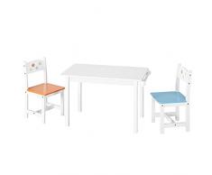 Homfastyle Scrivania per Bambini da Gioco Set Mobili con 2 Sedie Animate in Legno Set Tavolino Bambini Scrivania da Pittura Gioco con Rotolo per Carta Disegnare 84 x 48 x 50 cm
