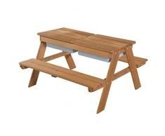 roba Set seggiolini per bambini Outdoor Deluxe con vaschette da gioco, set sedute in legno massello resistente alle intemperie e tavolo bricolage