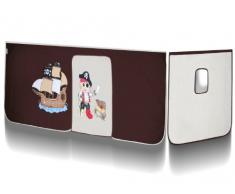 SixBros. Kids Letto rialzato Letto a soppalco cameretta Bambino con Torre e Scivolo Pino Massiccio Verniciato/Naturale - Pirata Marrone/Beige - SHB/65/1033
