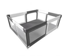 Box per bambini, grande recinto con rete traspirante, recinzione di sicurezza con base antiscivolo, quadrato, colore grigio