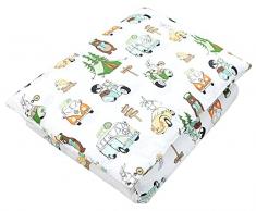 TupTam Set di Piumone Fantasia per Bambini Tutte le Stagioni Cuscino Piatto 2 pz., Campeggio/Foresta/Verde, 135x100 cm