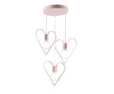 Lampadario per Stanzette Bambini 3 Luci Cuore Rosa