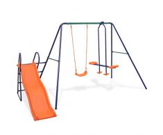 FESTNIGHT- Altalena da Giardino/Set Altalene con Scivolo e 3 Sedili Arancione