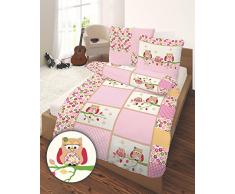 Biancheria da letto per bambini faccio gufi in rosa 135 x 200 + 80 x 80 cm