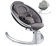 Hot Mom,sdraietta neonati Elettrica,5 Velocità di Dondolio, Blocco, Timer,Bluetooth (grigio scuro)