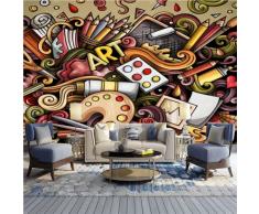 Carta da Parati da Parola Dellartista Di Scarabocchio Del Fumetto, Divertenti Illustrazioni A Colori Murale Adesivo, Sfondo Murale per Camera letto, Soggiorno - 300 x 210 cm