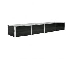 vidaXL Letto Rialzato da Giardino Profondo Bordi Piegati Letto di Coltura Vaso Portafiori da Esterno Antracite 320x80x45 cm in Acciaio Zincato