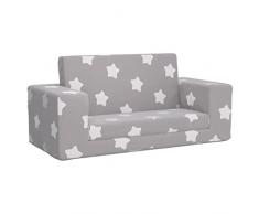 vidaXL Divano per Bambini 2 Posti Grigio Chiaro Stelle Morbido Peluche
