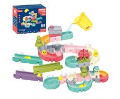 komsoup Giocattoli per Vasca da Bagno - Adorabile Piccola Anatra Scivolo Giocattolo Giocattolo per Il Bagnetto - Giocattoli interattivi per Vasca da Bagno con Doccia Traccia Scivoli dAcqua Regali