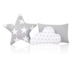 Amilian - Set di 3 cuscini decorativi, motivo stelle, nuvola, per cameretta dei bambini, decorazione per la camera da letto, divano, cameretta dei bambini, ragazzi (SET5)