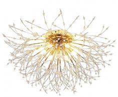 JIINOO Moderna Firework Lampadari, 6-Luci Dente di Leone Lampada da Soffitto Montaggio a Filo di Cristallo Plafoniere di Illuminazione Sospensione per Soggiorno Sala da Pranzo (Senza Lampadina) 62cm