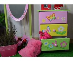 Antyki24 Bambini cassettiera Fata a Tema Storage Box Kids Girls in Legno Fantasia