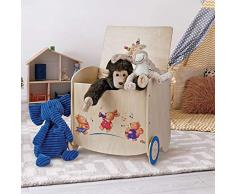 Dida - Pouf Contenitore Animaletti Musicisti | Portagiochi di Legno | Scatola Porta Giochi | Cassapanca Bambini per la Cameretta Asili Scuole Infanzia