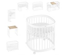 tweeto® lettino 7-in-1 (plus) SET ALL-IN-ONE│CULLA espandibile fino a 10 funzioni con materasso traspirante │ Letto in legno di faggio per neonati e bambini (Bianco)