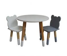 Stepup Baby Tavolo e sedie per bambini, set di 2 sedie in legno, 2-5 anni (rotondo)