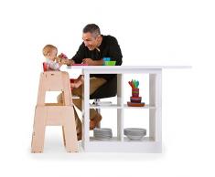 Moodelli Growi-Seggiolone evolutiva con cinghia e Kit di sicurezza, 6 mesi, con cuscino, colore: Legno naturale/prugna