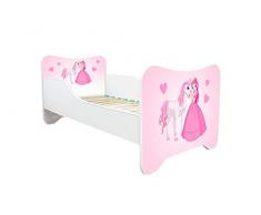 Letto singolo 160x80 BAMBINO CAMERETTA LETTINO bambini con materasso !!! 30 COLORE!!! (PRINCIPESSA E CAVALLO)