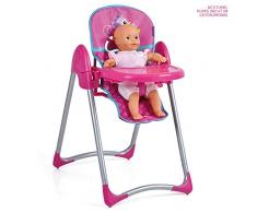 Hauck Toys Seggiolone per Bambola Up’n Down Deluxe | Altezza Regolabile | con Vassoio Estraibile, Cintura a 3 Punti | Struttura Pieghevole - Pink Birdie