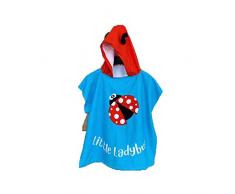 Chickwin Asciugamano Poncho Bambino, Cartone Animato Kids Accappatoio Microfibra Asciugatura da Bagno con Cappuccio Asciugatura Rapida per Spiaggia Bagno (60x120cm,Insetto Blu)