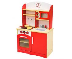 TecTake CUCINA PER BAMBINI GIOCO GIOCATTOLO IN LEGNO - disponibile in diversi colori - (Rosso)