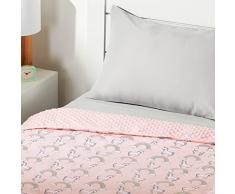 Amazon Basics Coperta ponderata in cotone per bambini e fodera in microvisone, 3,1 kg, 104 x 152 cm, rosa/con unicorni