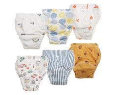 ElecMotive 6pcs Mutandine di Apprendimento Training Pantaloni Vasino Intimo Lavabili Riutilizzabile Bambini Piccoli (3 Anni, Blu)