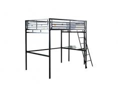 Vente-unique - Letto a soppalco con Spazio scrivania 140 x 190 cm Antracite - Casual II