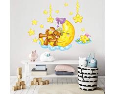 R00553 Adesivi Murali Soffice Effetto Tessuto Riposizionabile Cerbiatto Decorazione Muro Bambino Neonato Cameretta Asilo Nido Carta da Parati Adesiva