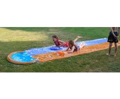 Garden Games Scivolo Acquatico Doppio de 4.7 Metri con Due Tavole da Bodyboard Gonfiabili e Spruzzatore