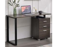 BAKAJI Scrivania con Cassettiera 3 Cassetti Tavolo da Lavoro Porta Pc Computer in Legno con Struttura in Acciaio Design Moderno 120 x 50 x 75 cm Arredamento Casa Ufficio Cameretta (Quercia Scuro)