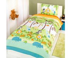 Per bambini Rotativo Singolo Trapunta Piumone e Federa Copertura Set Da Letto (Vari eventi da scegliere tra) - Giungla Boogie, Singolo UK