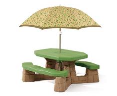 Step2 Naturally Playful Tavolo da picnic per 6 bambini con ombrellone | Set da picnic per bambino in plastica