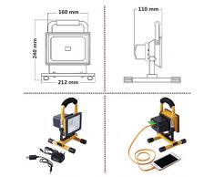 Lampada 15W Esterno 4400mAh Luci di Pesca Lavoro Campeggio led Ricaricabile 24 LED, Manutenzione Lampade Portatili Emergenza led con Uscita due USB Porti, IP65, Appendere Mettere Portatile