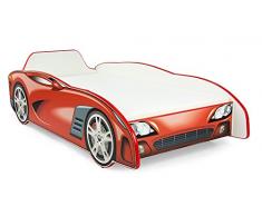 Letto LETTI Per Bambini In Legno Materasso Dimensioni 140x70 Sport Car Auto Rosso Da Corsa Letto Singolo A Forma Di Macchina Cars Camera Per Bambini