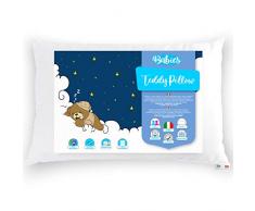 4BABIES - Cuscino Lettino per Bambino 60x40 cm Cuscino Baby Culla Traspirante Anallergico con rivestimento in Cotone 100% Italiano, Cuscino per Bambini Ipoallergenico Antiacaro