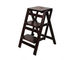 TTWUJIN Scaletta portatile pieghevole Sgabello a gradini Scaletta a 3 gradini Seggiolone per scale Scaffale a scaletta Scala a libro in legno di pino Salita a doppio uso Allargata Scarpa di sicurezza