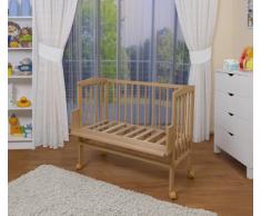 Lettino finitura legno naturale non trattato o Lettino culla con sbarre di WALDIN,Superficie d’appoggio EXTRA lung. 90 x larg. 55 cm,Lettino naturale