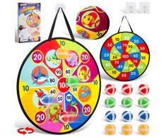 ONLYFUN 48cm Freccette Bersaglio Giocattolo Bambini, Giochi Bambini 4 Anni Maschio, 12 Palline Adesive Giochi per Bambini da Giardino Viaggio, Bambini Regalo Natale Compleanno 3 4 5 6 7 Anni