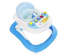 Leogreen - Girello bambino 6-18 Mesi, Girello Primi Passi con Luce e melodia, Girello Neonato Pieghevole e Altezza Regolabile, Girello per Bambini con Freno, Blu