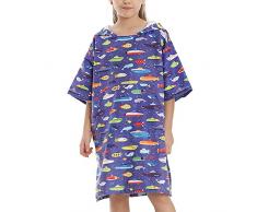 Chickwin Asciugamano Poncho Bambino, Kids Accappatoio Microfibra Asciugatura da Bagno con Cappuccio Asciugatura Rapida per Spiaggia Bagno (57x74cm,Viola)