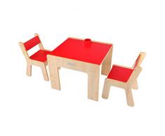 Little Helper FSD02-2 Tavolino con Portamatite e 2 Sedie per Bambini, Rosso