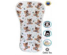 BabyCANGAROO® Copriseduta Passeggino Universale,Riduttore Ovetto Auto,Seggiolone Pappa,Traspirante Anti-Sudore in 100% Cotone, Made In Europe (60 x 33 - bianco, orsetti - CUTE TEDDY)