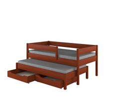 Childrens Beds Home Letto Estraibile per Bambini Bambini Junior con 2 materassi in Schiuma e cassetti Inclusi (200x90, Palissandro)