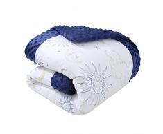 SONARIN Coperta per neonati,110x140cm Cotone Copertina per Bambino Bambini Bambine Multifunzionale Bifacciale Trapunta Unisex per Carrozzina Culla Morbida e Confortevole(Sole & Luna)