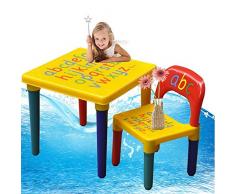 Set di sedie e tavolo per bambini,Alfabeto ABC,Imparare l'illustrazione delle lettere,in plastica