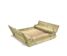WICKEY Sabbiera Flippey 150 x 165 cm Sabbiera con panchina e coperchio integrato