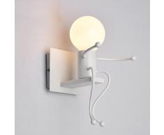 FSTH Creativo Lampada da Parete Retro Ferro Lampada da Parete Vintage Applique da Parete Modern Metallo Decor Lampada da Applique Illuminazione per Bar, Camera da Letto, Cucina, Ristorante, Caffè, Corridoio E27 (Bianco)