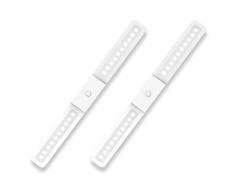 TASMOR Luce Notte Led con Sensore di Movimento, Inclinata Lampada da armadio con striscia magnetica incollata, Auto On/Off incollato ovunque, 20 LED wireless USB ricaricabile, 1 Pezzo