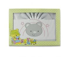 PEKITAS - Parure di lenzuola di flanella sottili per bebè, 3 pezzi, per lettino da 60 x 120 cm, 100% cotone, prodotto in Portogallo Grigio-Bianco